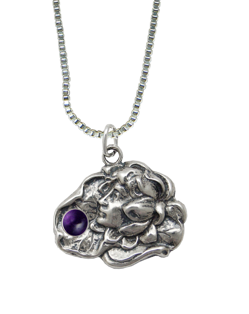 Sterling Silver Victorian Woman Maiden Pendant With Amethyst